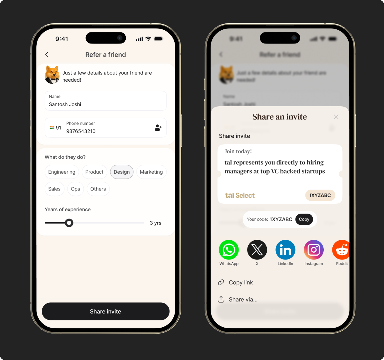 Nominate a friend with role and experience.