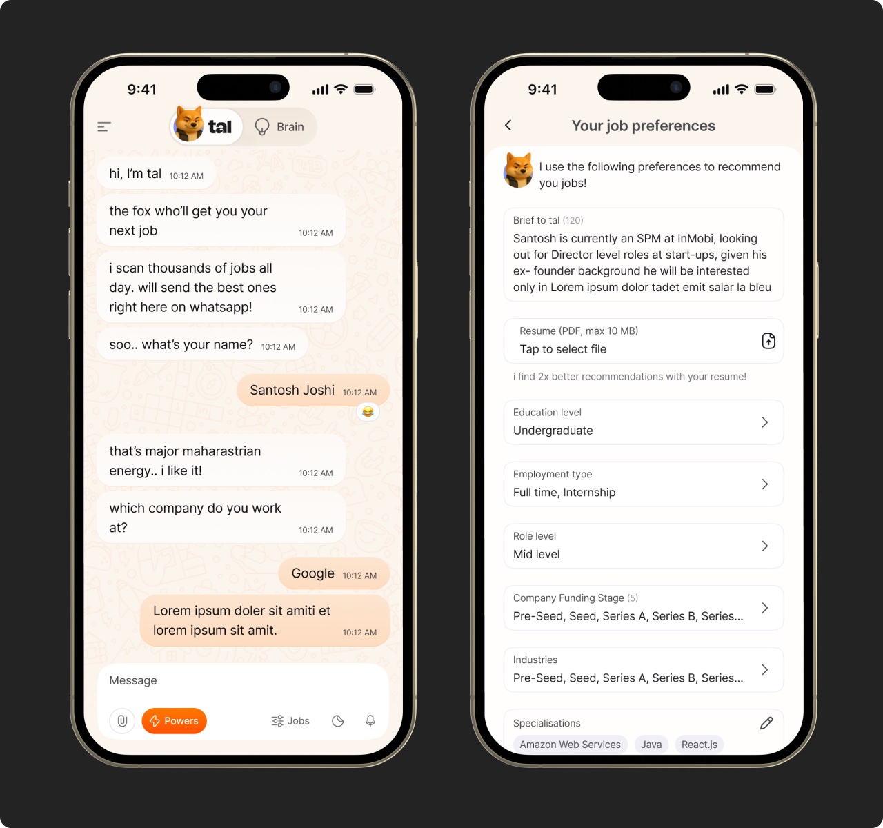 Edit preferences without leaving the chat.